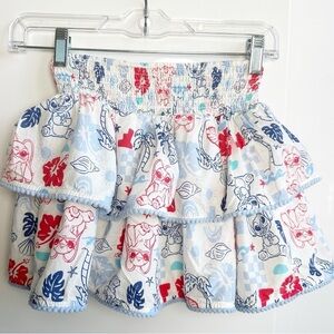 Cat & Jack Disney Stitch Skirt Size Medium (8) Blue White Red Tropical